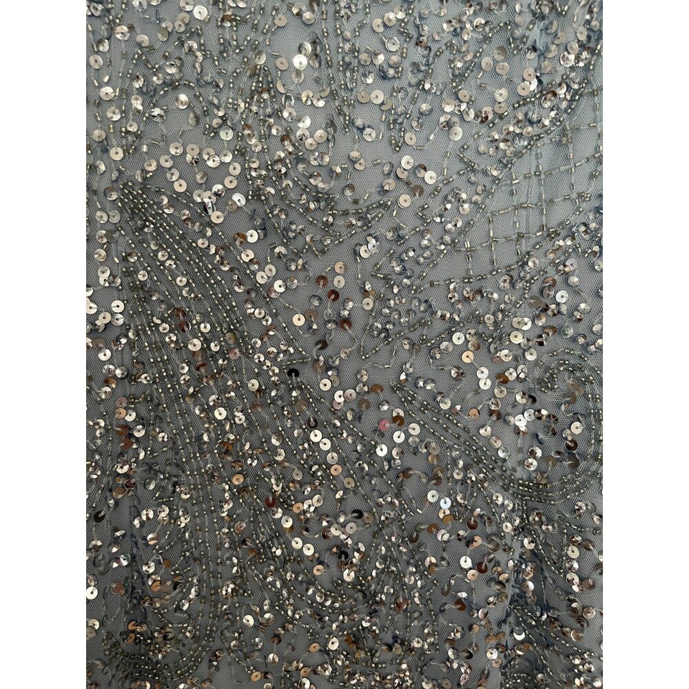 Adrianna Papell Short Sleeve Sequin Formal Ball Gown S 4 Cocktail Evening Dress - Picture 4 of 6